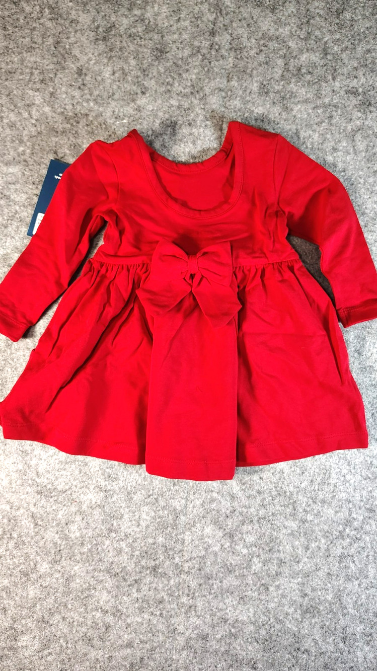 RuffleButts Baby's Long-sleeve Knit Swirl Dress bow on back NWT S 6-12 months